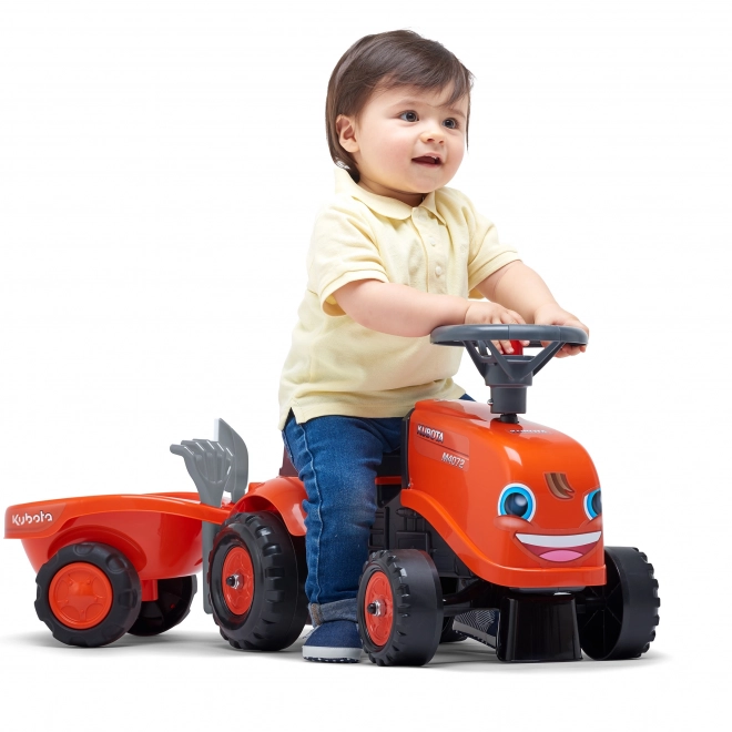 Baby-Kubota-Trettraktor mit Anhänger