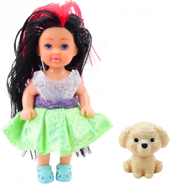 Mini-Puppe in Kleidchen mit Hündchen