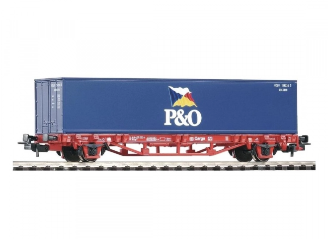 Plattformwagen mit 40ft Container P&O von DB AG