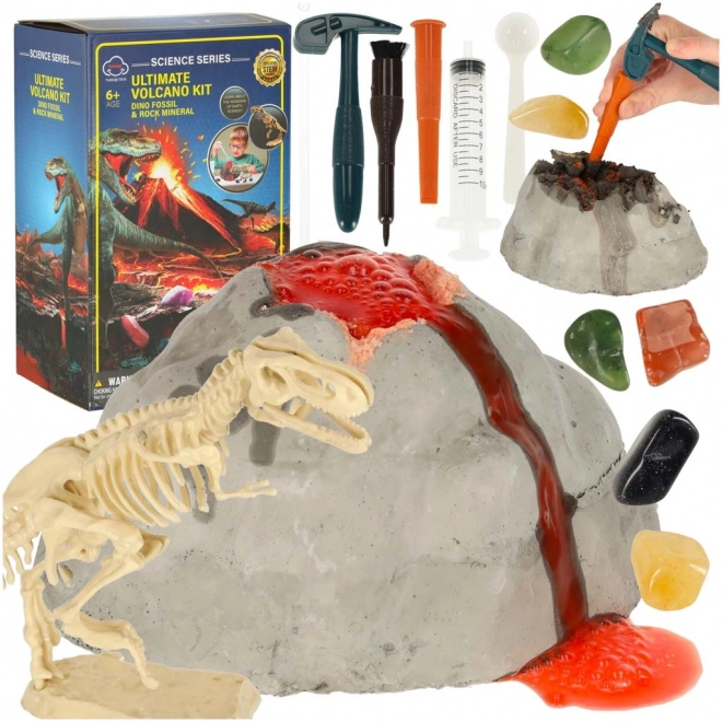 Bildungsset für kleine Archäologen - Vulkanmodell mit Dinosauriern
