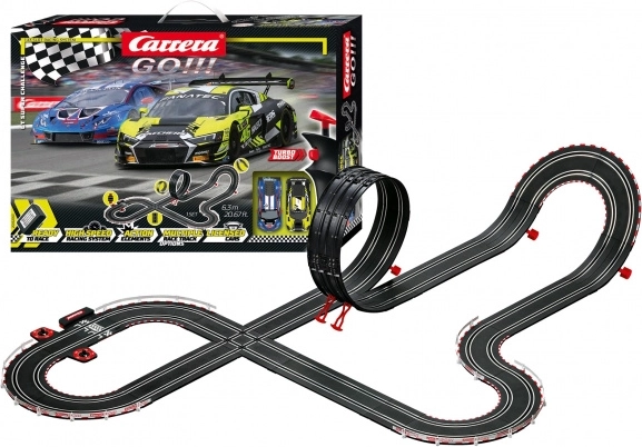 Carrera GO GT Super Challenge Autorennbahn 6,3 m mit Audi R8 LMS GT3 und Lamborghini Huracán