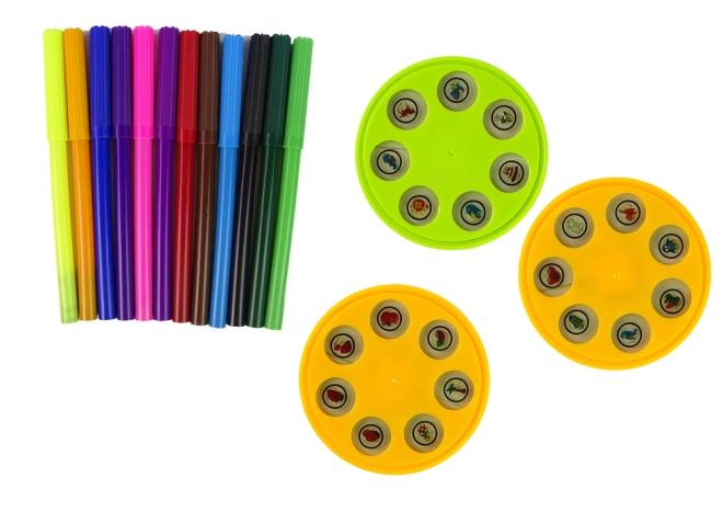 Bunte Set von Stiften und Slides