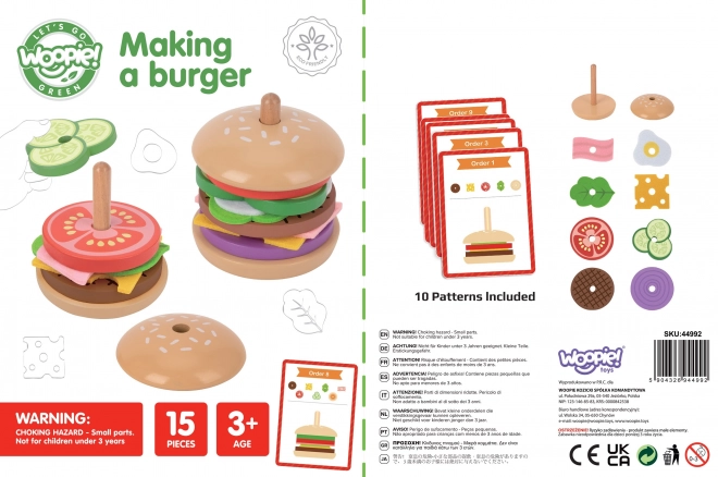 Holz Burger Restaurant Puzzle für Kinder 15 Teile FSC Zertifikat