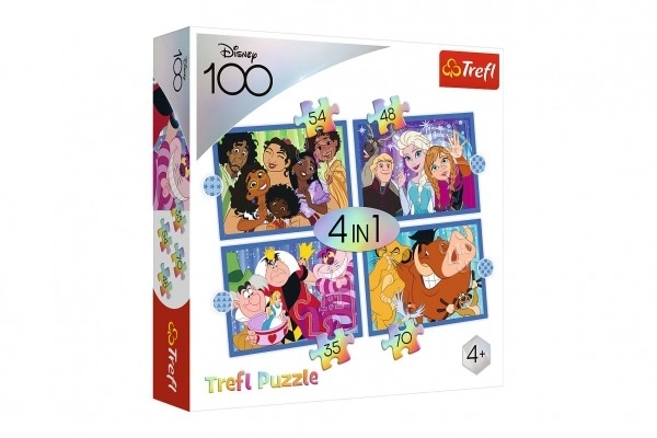 Trefl Puzzle Disney 100 Jahre: Disneys fröhliche Welt 4 in 1