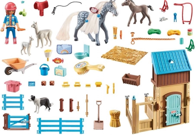 Spielset mit Pferdefiguren Amelia und Whisper im Stall