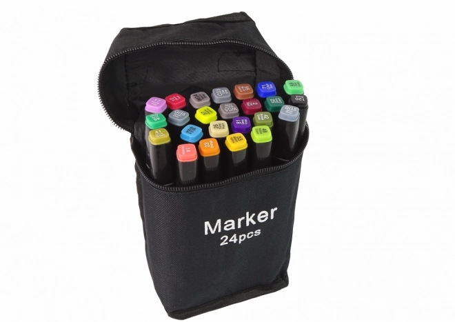 Set aus 24 beidseitigen Alkoholfasermalern mit Etui