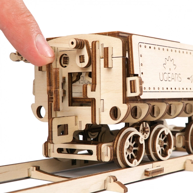 Ugears 3D Holzmechanisches Puzzle Dampflokomotive V-Express mit Tender