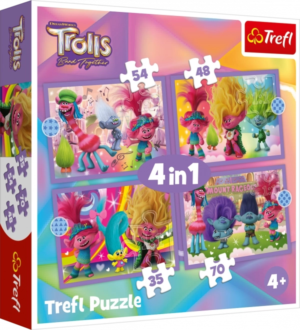 Trolls: Buntes Abenteuer Puzzle 4 in 1