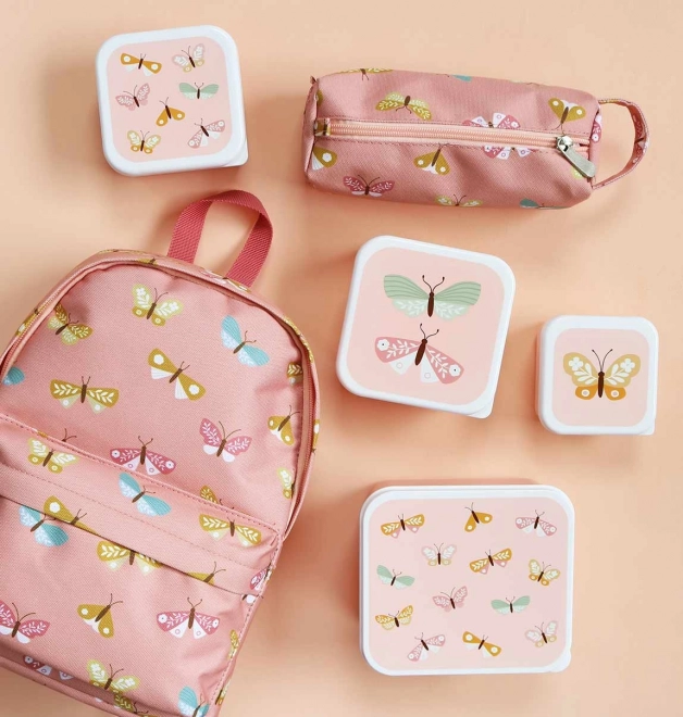 A Little Lovely Company Set aus vier Brotzeitboxen – Schmetterlinge