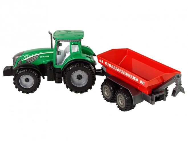 Grüner Traktor mit Roter Anhänger Reibungsantrieb