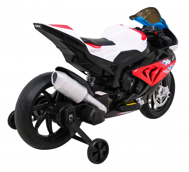 Kinder-Elektromotorrad BMW HP4 Rot + Stützräder + sanfter Start + EVA + MP3 LED