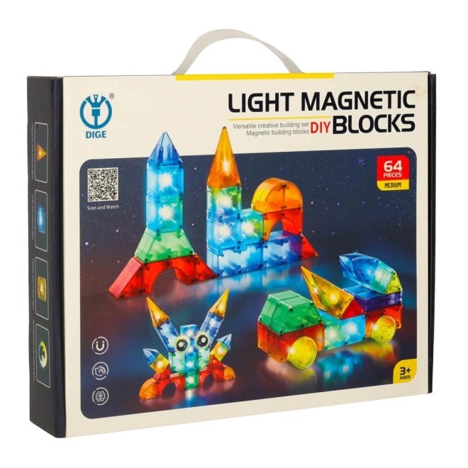 Leuchtende Magnetbausteine Set 64-teilig – 64 Stück