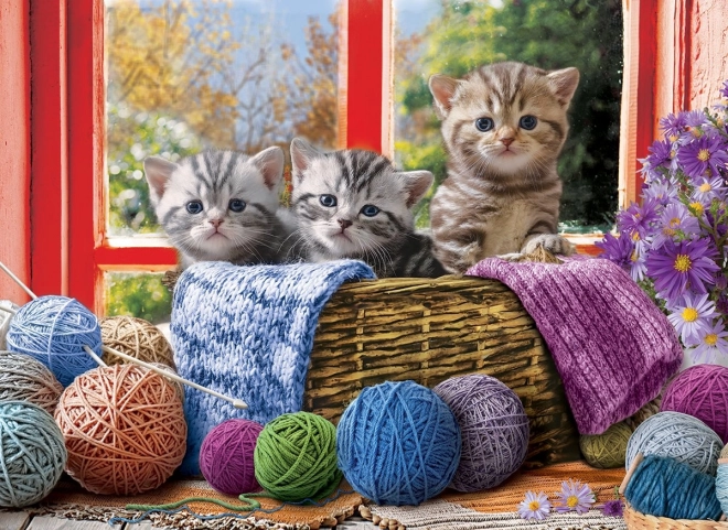 Puzzle Strickende Kätzchen XL 500 Teile