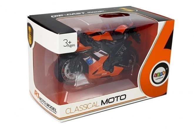 Friktionsbetriebenes Sound-Motorrad 1:14 Orange