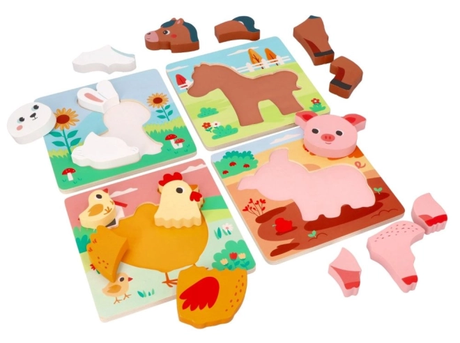 Holzpuzzle-Set Bauernhof