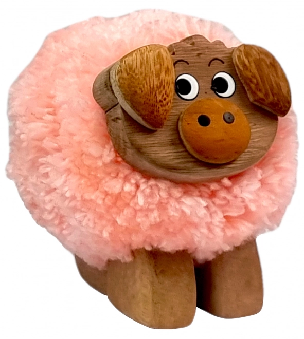 Holzfigur XL Schweinchen mit Pompon