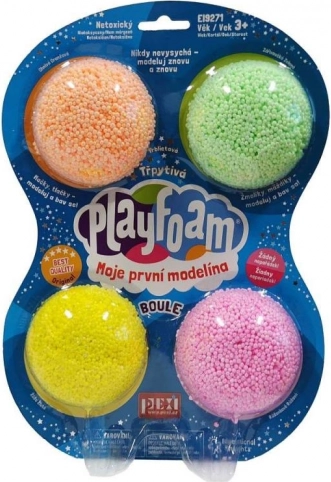 PlayFoam Boule glitzerndes Set mit 4 Farben – nicht schmutzende Knetmasse