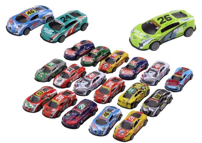 Set mit Rennsport-Spielzeugautos im Maßstab 1:64