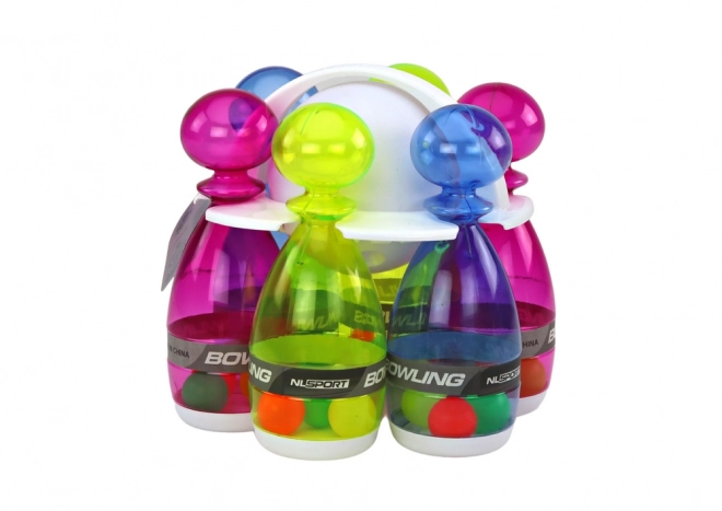 Bowling-Set 6 Bunte Transparente Kegel