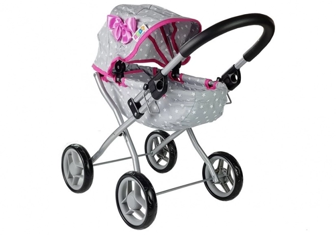 Puppenwagen Alice grau-rosa mit Sternchen