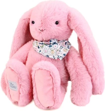 Kuschelweicher Plüschhase mit rosa Halstuch
