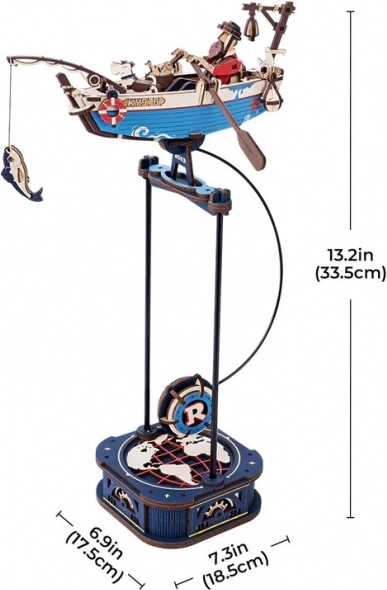 Mechanisches 3D-Puzzle Fischerboot mit Pendelantrieb