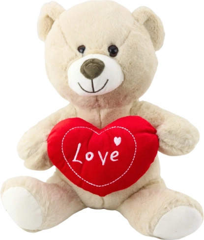 Plüschbär mit Herz, cremebeige 30 cm