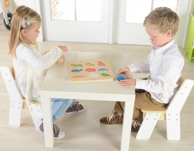 Holzformensortierer mit bunten Tieren von Masterkidz