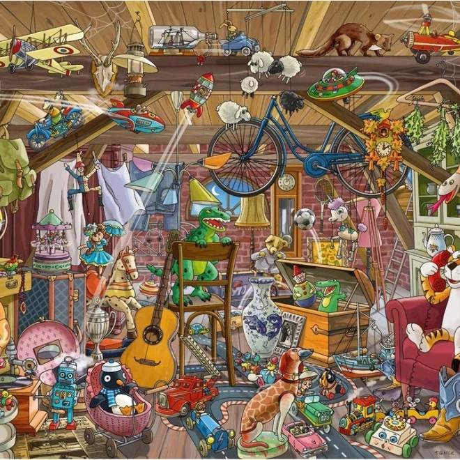 Puzzle 1000 Teile - Spaß auf dem Dachboden
