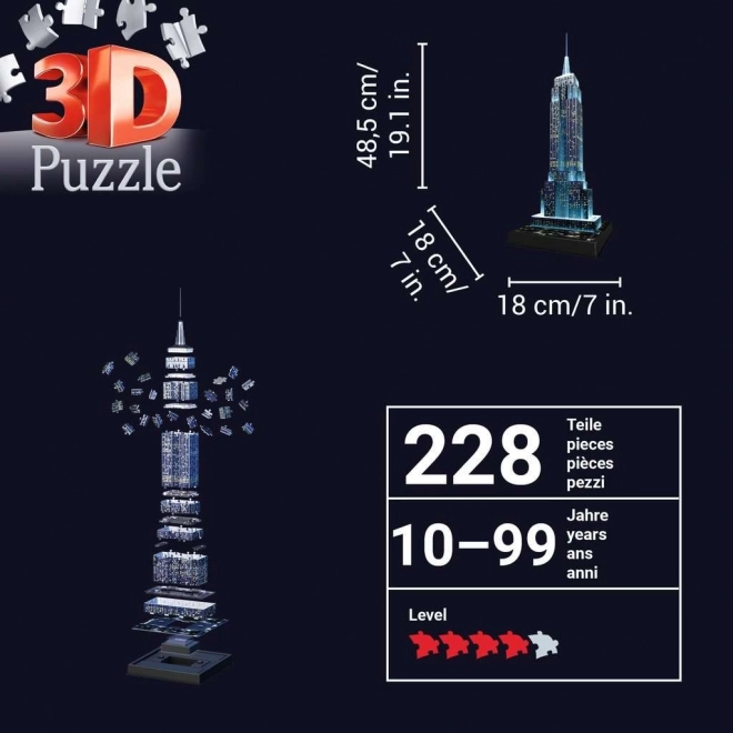 Ravensburger Leuchtendes 3D-Puzzle Nacht-Edition Empire State Building