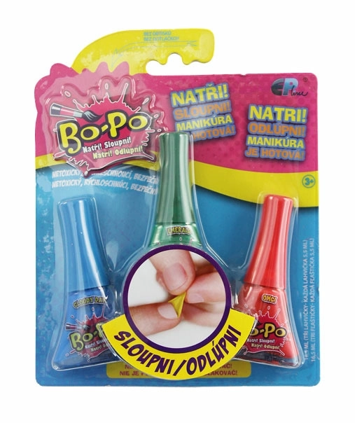 Bo-Po Set mit 3 Abziehbare Nagellacke