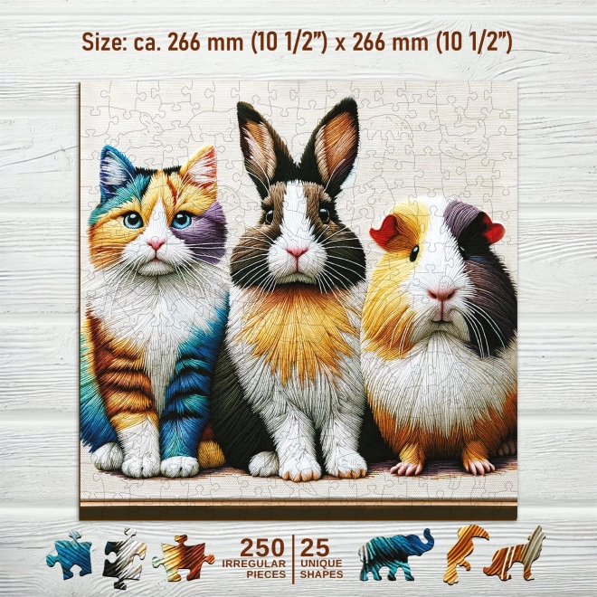 Holzpuzzle Katze, Kaninchen und Meerschweinchen 250 Teile von Wooden City