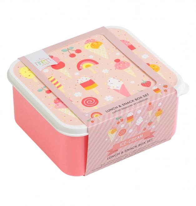 A Little Lovely Company Set aus vier Brotzeitboxen – Eiscreme