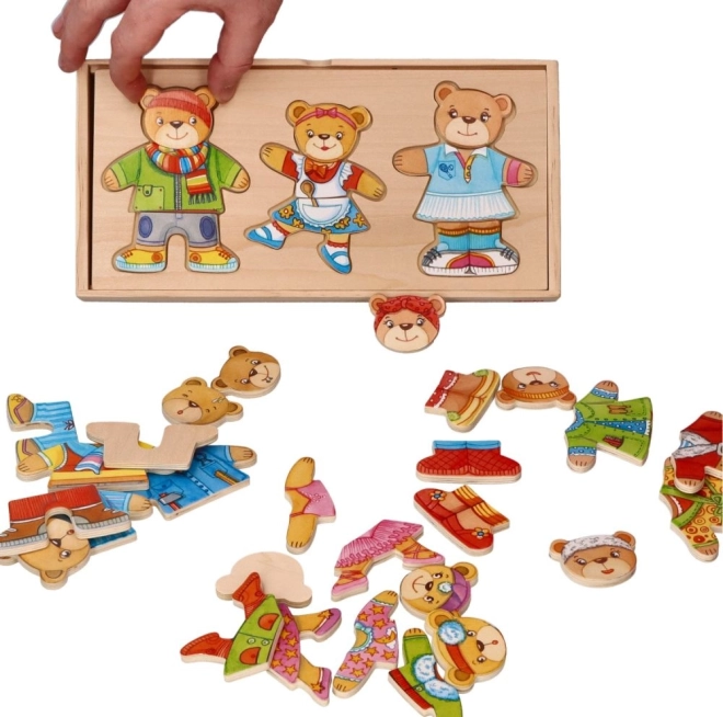 Anziehbare Bärenfamilie - Holzpuzzle
