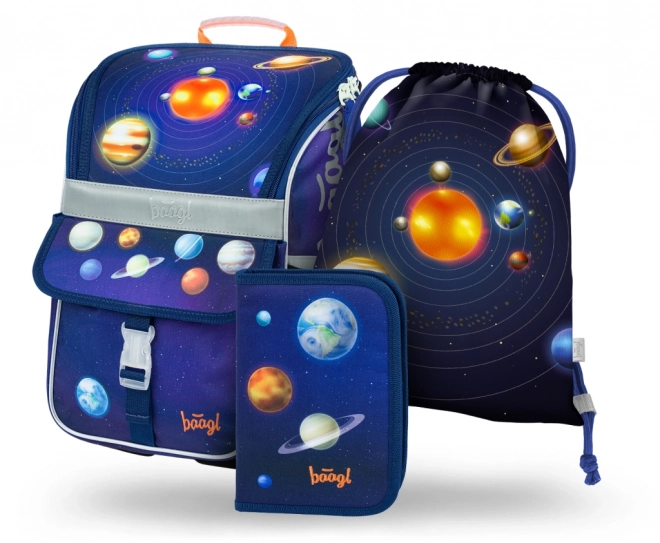 Baagl Schulset Zippy Planeten: Ranzen, Federmäppchen, Beutel