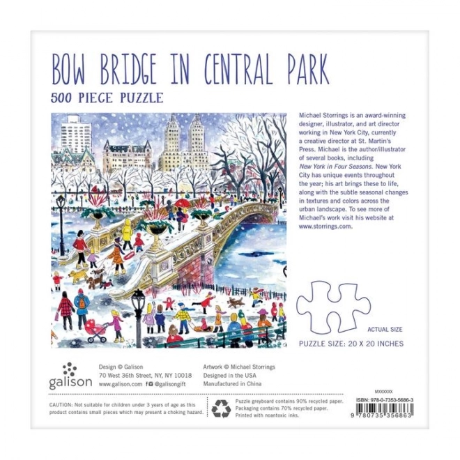 Quadratisches Puzzle Bow Bridge im Central Park 500 Teile