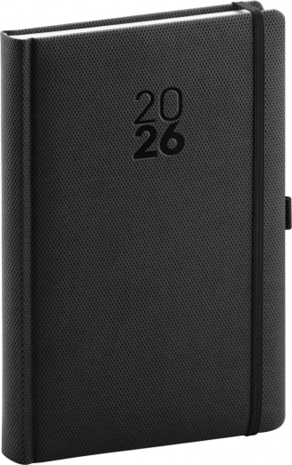 Tageskalender Diamante 2026 schwarz 15 x 21 cm