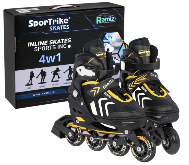 Multifunktionale Kinderskates 4-in-1 Blau Größe 39-43 – Gelb