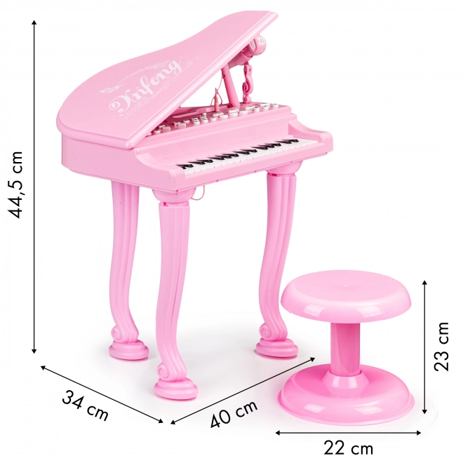 Kinder rosa Klavier mit Mikrofon und Hocker