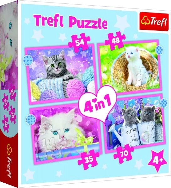 Lustige Kätzchen Puzzle 4-in-1