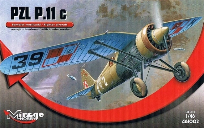 Plastikmodell PZL P-11c mit Bomben