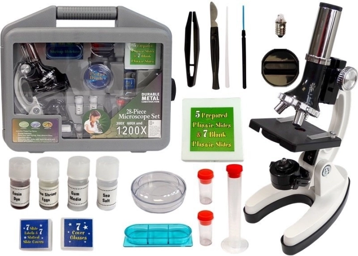 Wissenschaftlicher Kinderkoffer mit Mikroskop 300x 600x 1200x