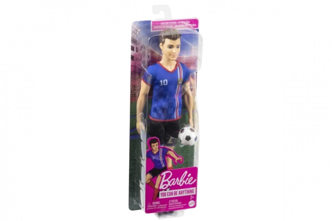 Barbie Fußballpuppe Ken in blauem Trikot