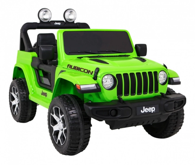 Jeep Wrangler Rubicon Batterie für Kinder Grün + Fernbedienung + MP3 LED Radio + EVA Räder