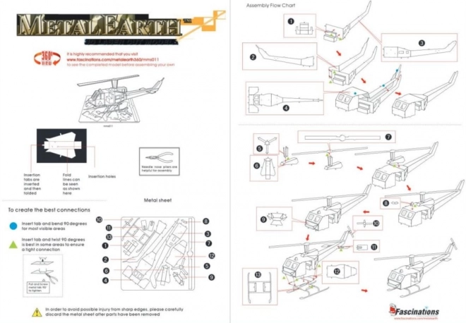 3D-Puzzle Metallhubschrauber Bell UH-1 Huey