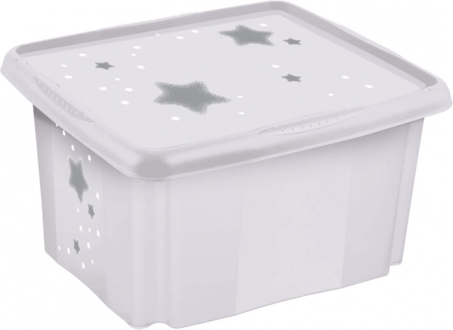 Aufbewahrungsbox mit Deckel groß „Sterne“, Weiß II