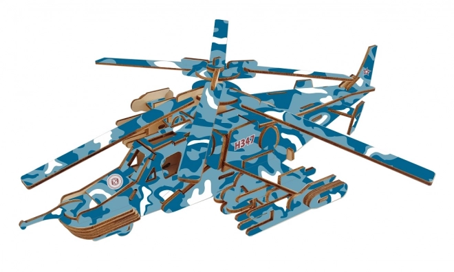 Dreidimensionales Holzpuzzle Kampfhubschrauber Black Shark