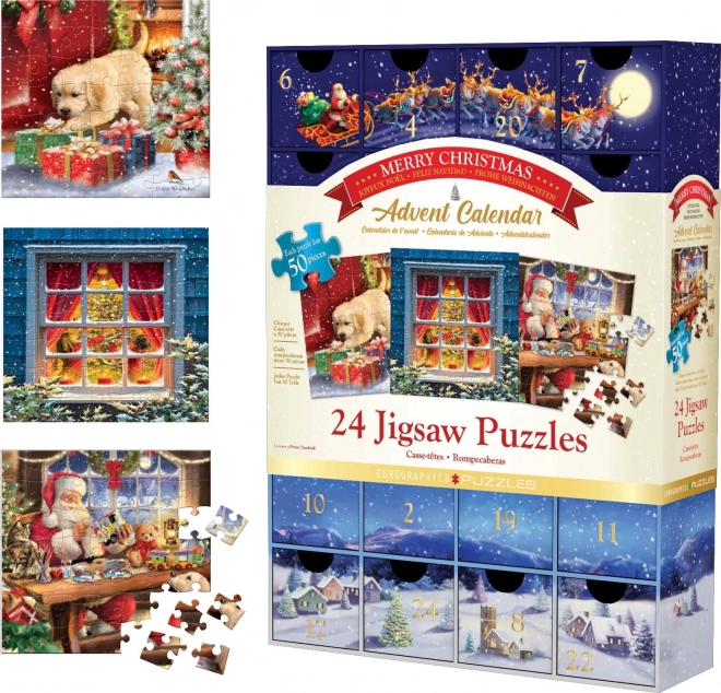 Eurographics Puzzle Adventskalender: Frohe Weihnachten 24x50 Teile