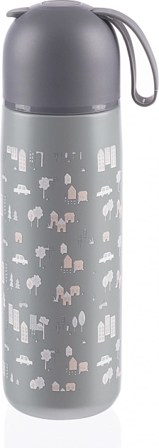 Thermosflasche für Getränke mit Silikonhalter 400 ml, City