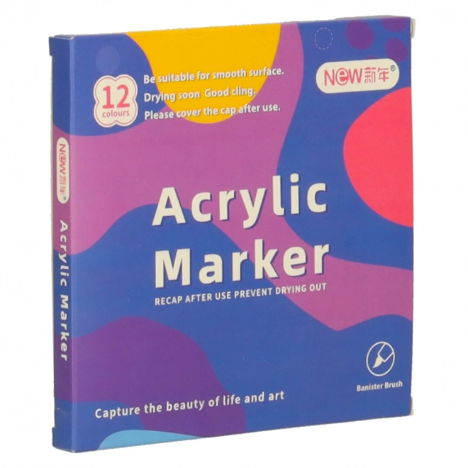 Wasserdichte Acrylstifte für Stoffe und Steine - Set mit 12 Stück